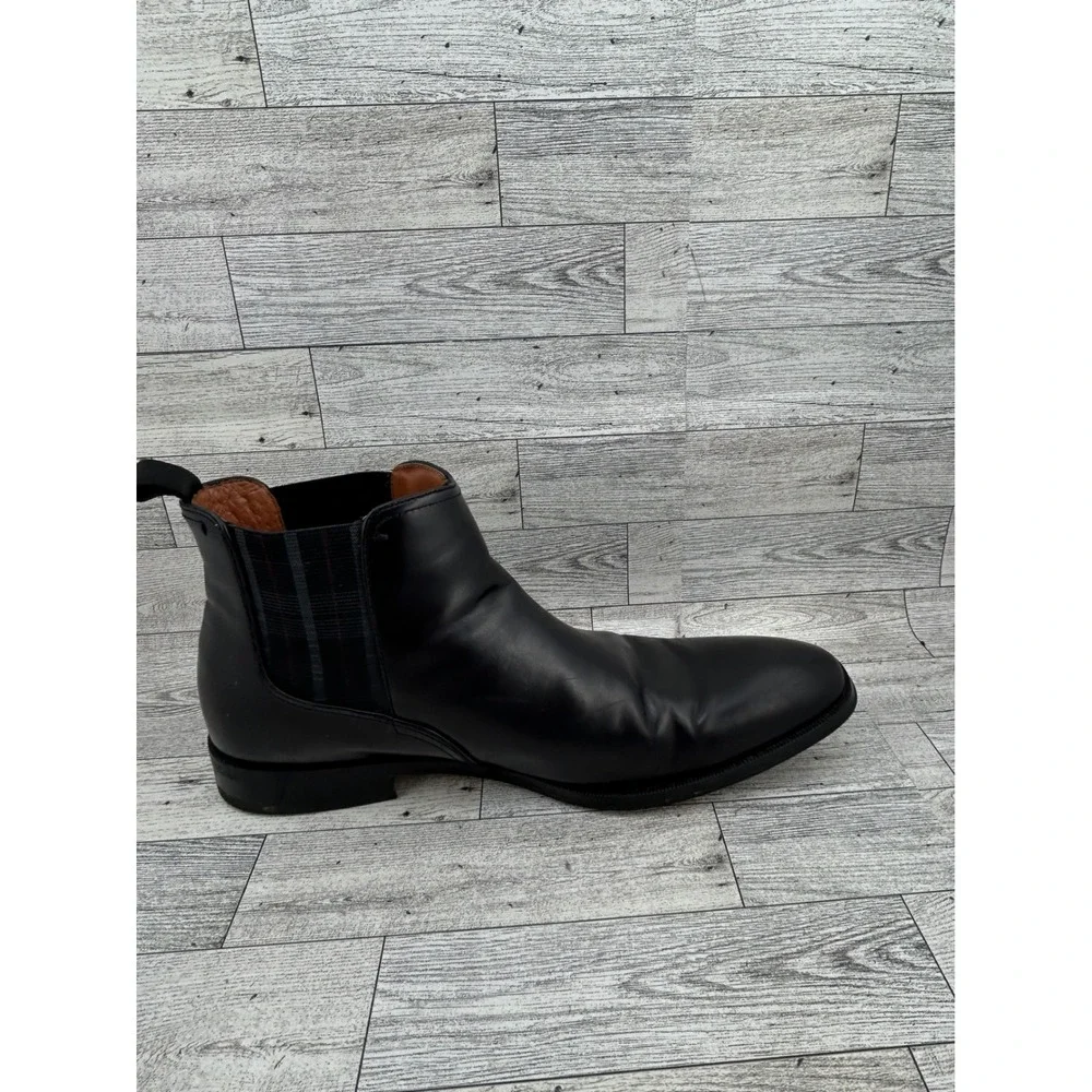 Florsheim Men Black Leather Chelsea Boots Square Toe Plaid Gore 11834-001 Sz 10M